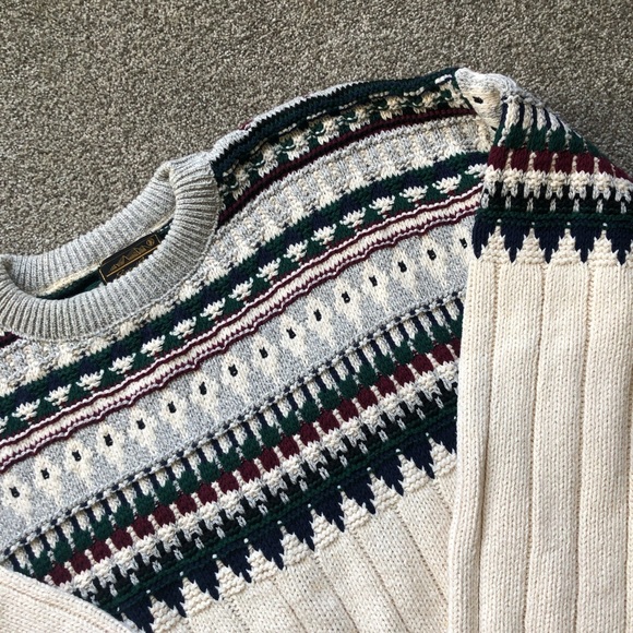 EDDIE BAUER GRANDPA SWEATER COOGI LIKE PATTERN MENS SZ LARGE USA VINTAGE - Picture 4 of 10